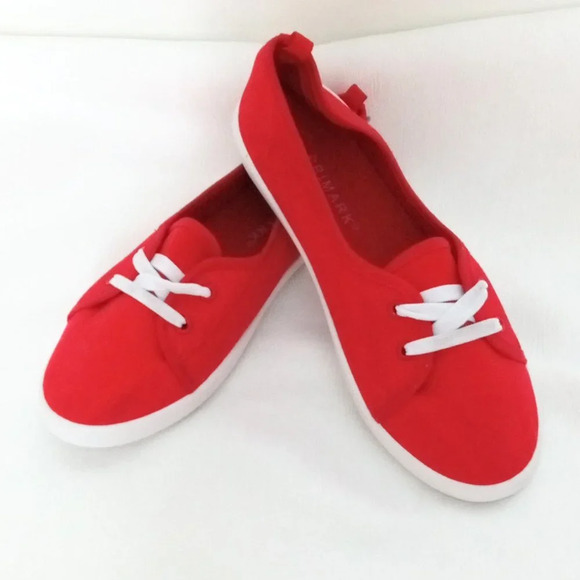 Red flat sneakers 1950s style NEW - Picture 1 of 4